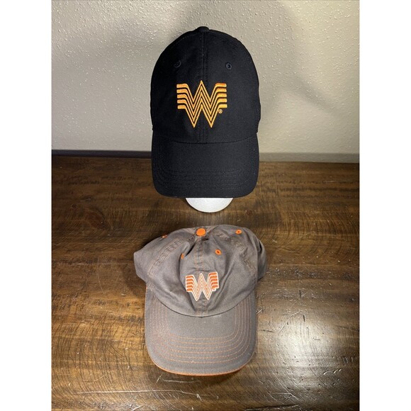 Whataburger Employee Hat Lot-Black & Orange Gray & Orange Logo-Adjustable Back - Picture 1 of 12